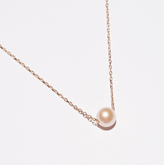 45cm Gold-Plated Pearl Slider Necklace with White Pearl