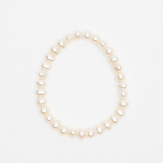 Elise Elasticated White Freshwater Pearl Bracelet