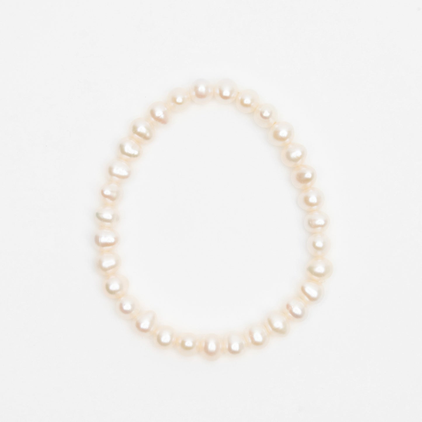 Elise Elasticated White Freshwater Pearl Bracelet
