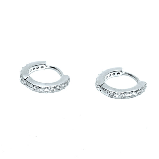 Sterling Silver 12mm Hoops with Channel Set Cubic Zirconia