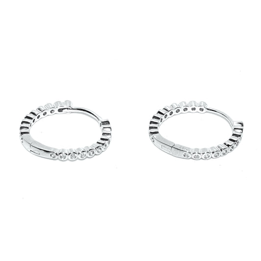 Sterling Silver 18mm Hoops with Channel Set Cubic Zirconia