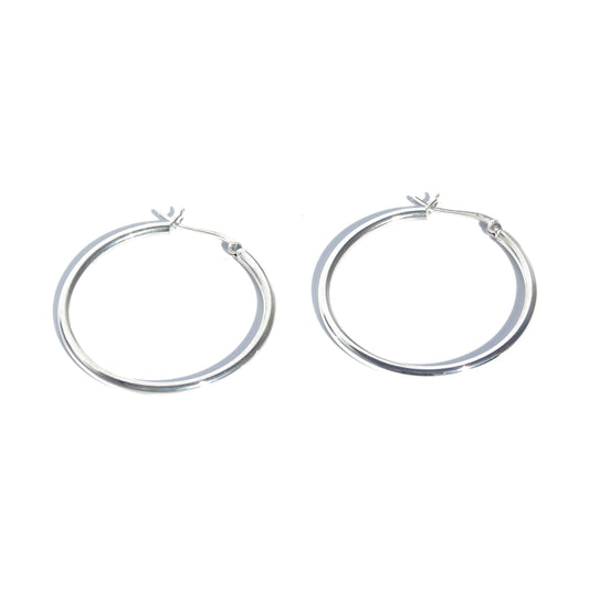 925 Sterling Silver 40mm Round Hoop Earrings