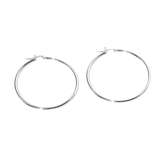 925 Sterling Silver 50mm Large Round Hoop Earrings