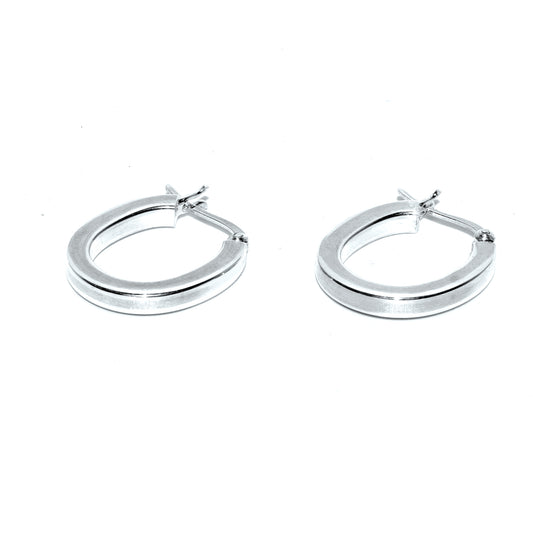 Sterling Silver 22x19mm, 3.4mm Thick Oval Hoop Earring