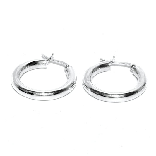 Sterling Silver 25mm, 3.8mm Thick Round Hoop Earring