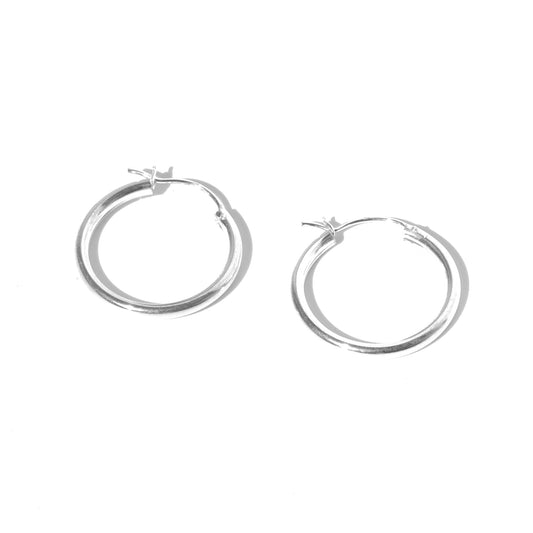 925 Sterling Silver 25mm Basic Round Hoop Earrings